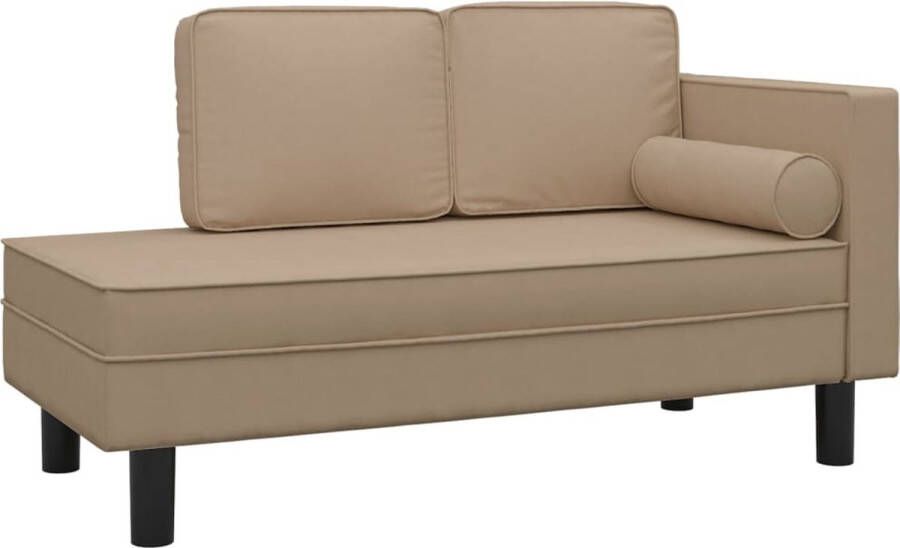 Dolce Vita La Chaise longue met kussens en bolster kunstleer cappuccinokleur