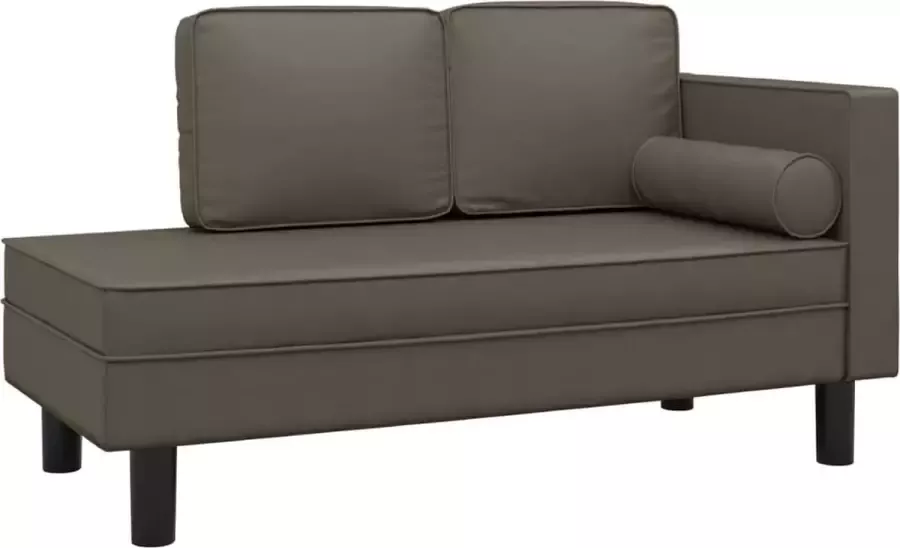 Dolce Vita La Chaise longue met kussens en bolster kunstleer grijs