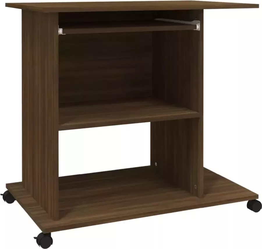 Dolce Vita La ComputerSchrijftafel Werktafel Computertafel Kantoorbureau Studiebureau Bureau 80x50x75 cm bewerkt hout bruineikenkleurig