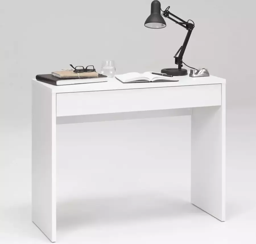 Dolce Vita La FMD Schrijftafel Werktafel Computertafel Kantoorbureau Studiebureau Bureau met brede lade 100x40x80 cm wit