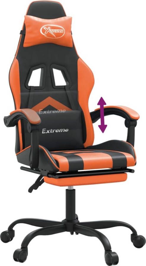 Dolce Vita La Gamestoel met voetensteun kunstleer zwart en oranje