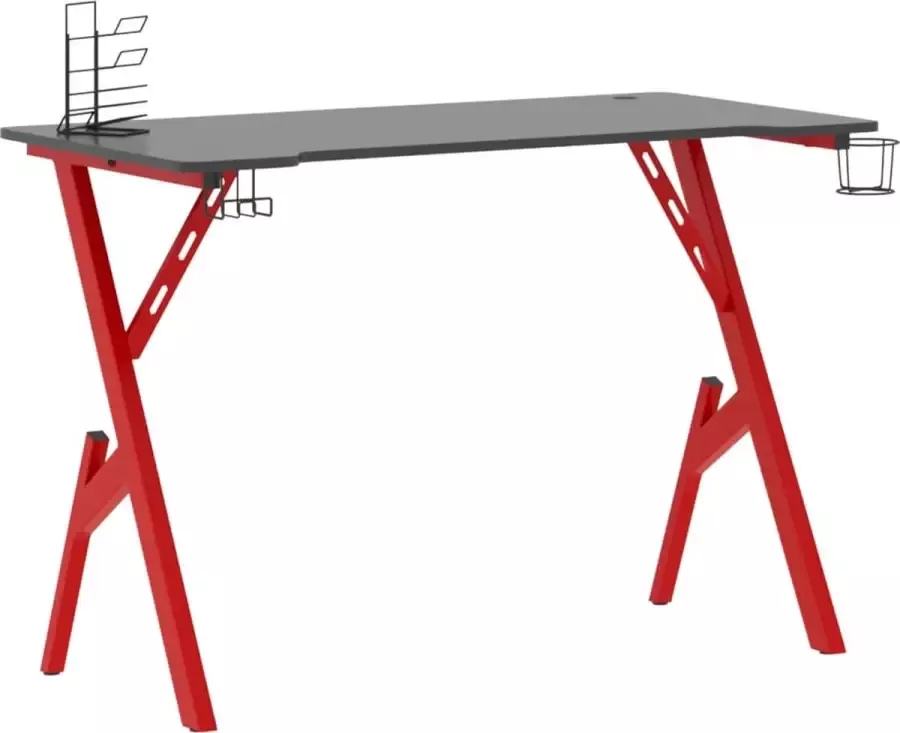Dolce Vita La GamingSchrijftafel Werktafel Computertafel Kantoorbureau Studiebureau Bureau met Y-vormige poten 110x60x75 cm zwart en rood