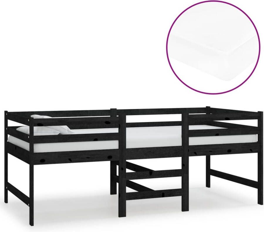 Dolce Vita La Halfhoogslaper met matras massief grenenhout zwart 90x200 cm