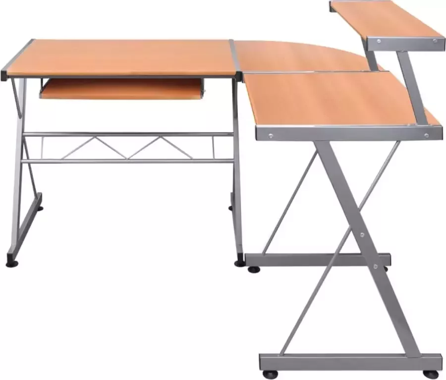 Dolce Vita La HoekSchrijftafel Werktafel Computertafel Kantoorbureau Studiebureau Bureau 132x112x99 cm bewerkt hout bruin