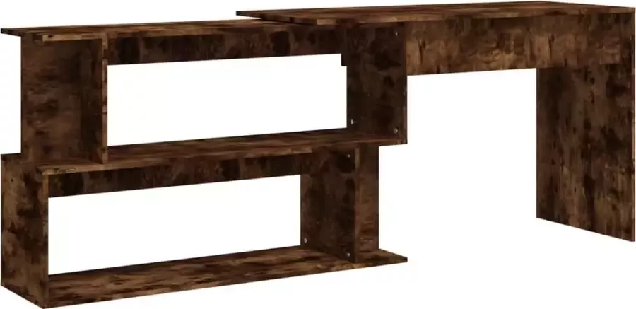 Dolce Vita La HoekSchrijftafel Werktafel Computertafel Kantoorbureau Studiebureau Bureau 200x50x76 cm bewerkt hout gerookt eikenkleur