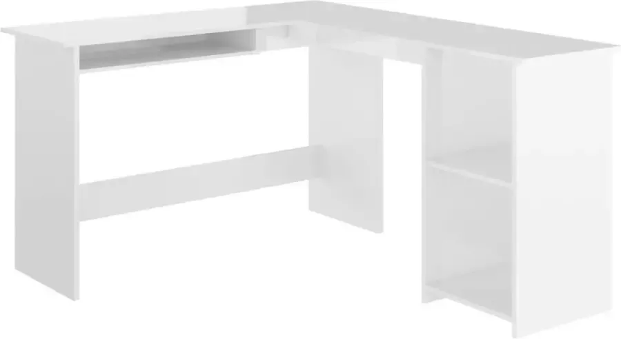 Dolce Vita La HoekSchrijftafel Werktafel Computertafel Kantoorbureau Studiebureau Bureau L-vormig 120x140x75 cm bewerkt hout hoogglans wit
