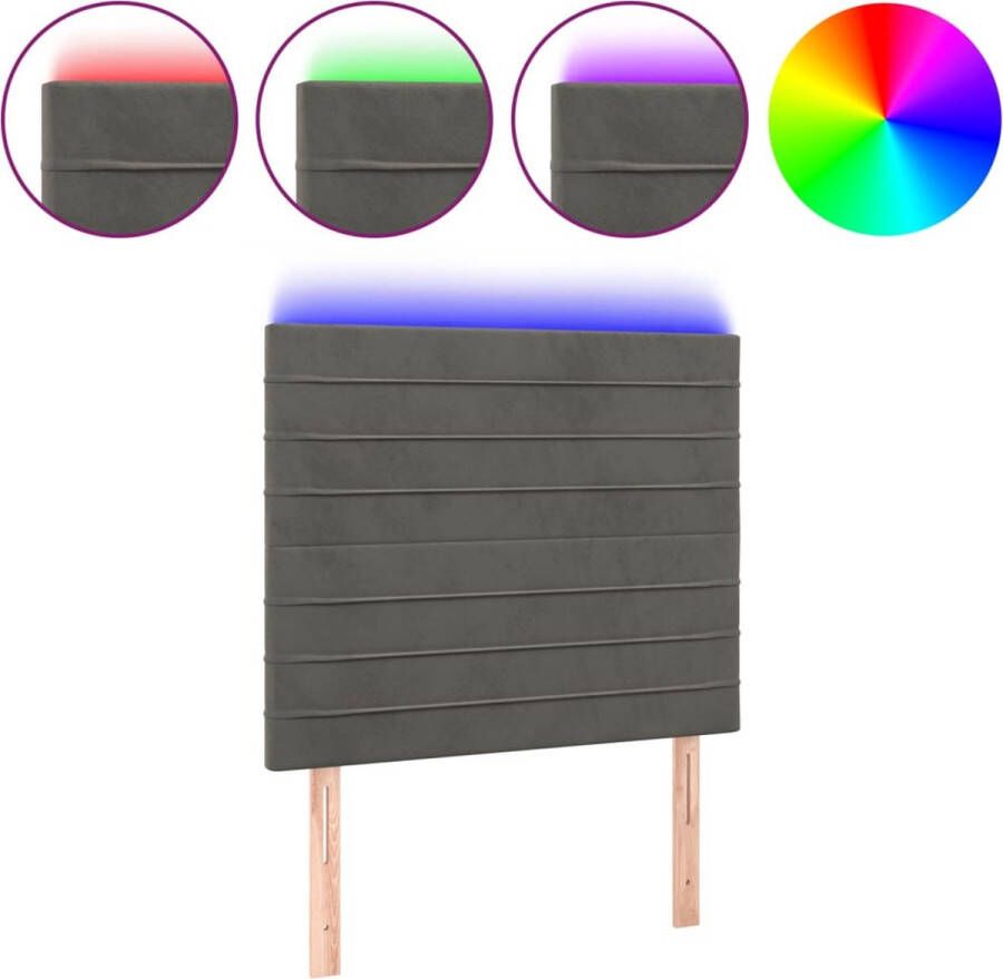 Dolce Vita La Hoofdbord LED 100x5x118 128 cm fluweel donkergrijs