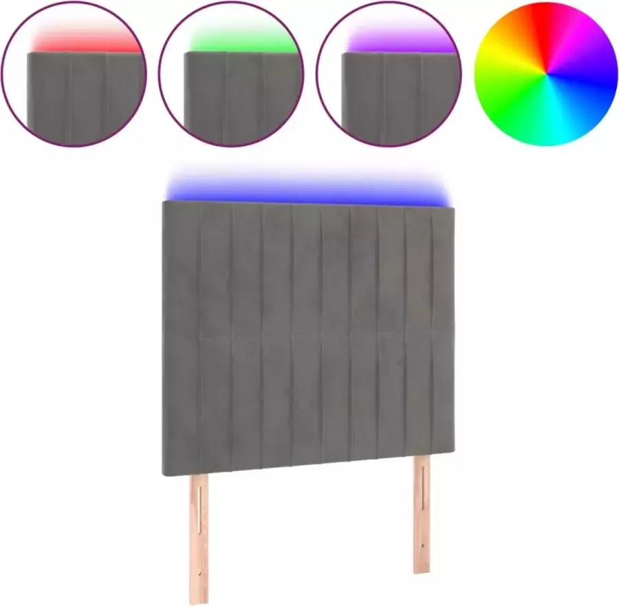 Dolce Vita La Hoofdbord LED 100x5x118 128 cm fluweel lichtgrijs