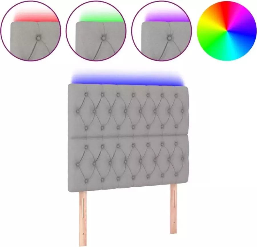Dolce Vita La Hoofdbord LED 100x7x118 128 cm stof lichtgrijs