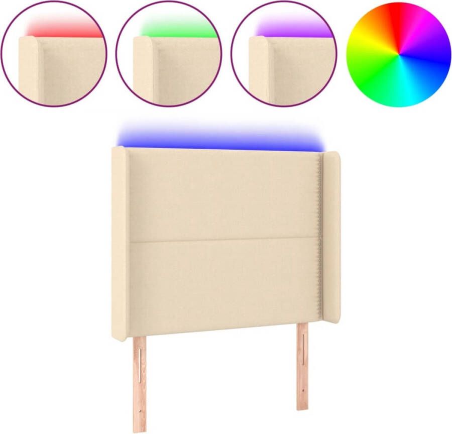 Dolce Vita La Hoofdbord LED 103x16x118 128 cm stof crèmekleurig