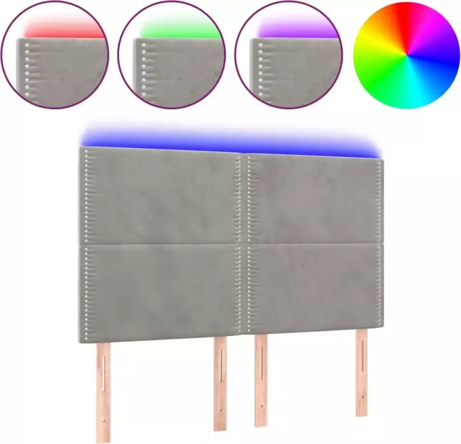 Dolce Vita La Hoofdbord LED 144x5x118 128 cm fluweel lichtgrijs