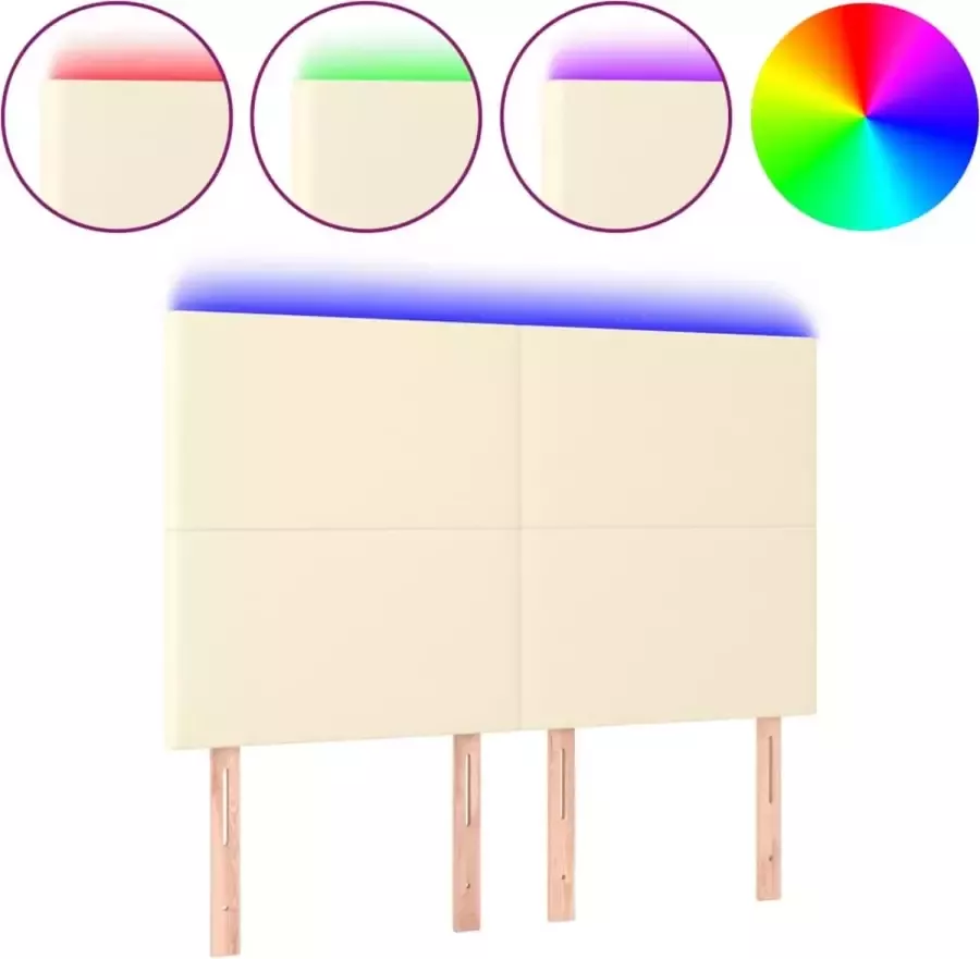 Dolce Vita La Hoofdbord LED 144x5x118 128 cm kunstleer crèmekleurig