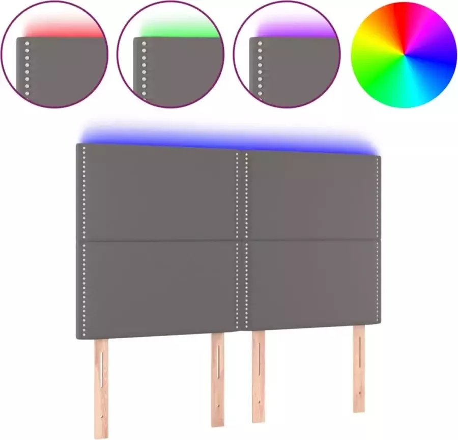 Dolce Vita La Hoofdbord LED 144x5x118 128 cm kunstleer grijs