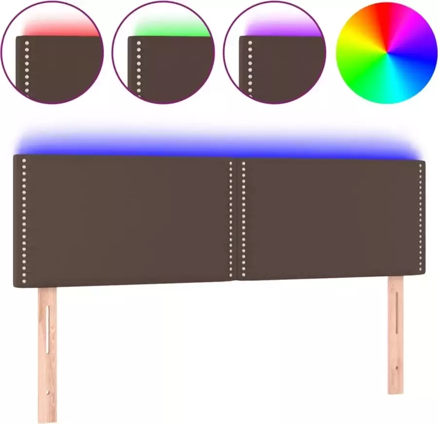 Dolce Vita La Hoofdbord LED 144x5x78 88 cm kunstleer bruin