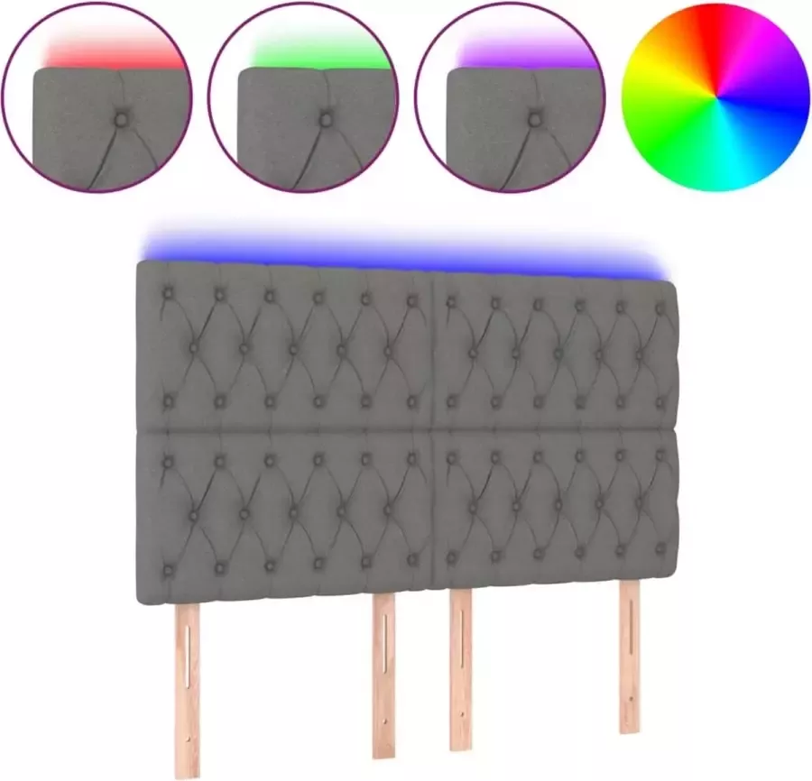 Dolce Vita La Hoofdbord LED 144x7x118 128 cm stof donkergrijs