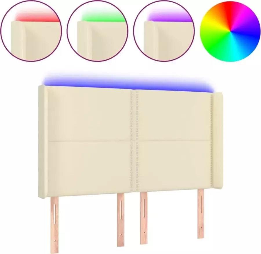 Dolce Vita La Hoofdbord LED 147x16x118 128 cm kunstleer crèmekleurig