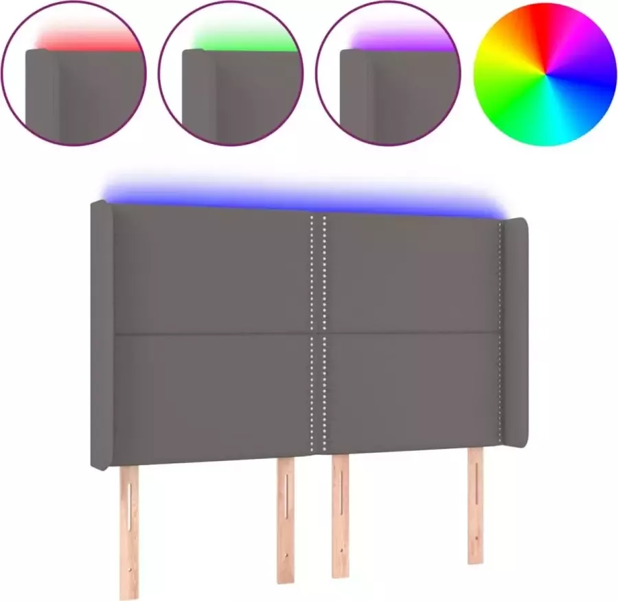 Dolce Vita La Hoofdbord LED 147x16x118 128 cm kunstleer grijs