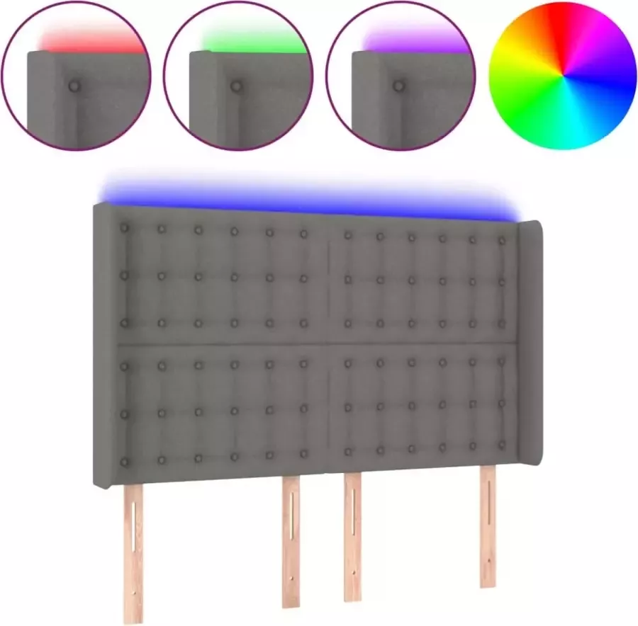 Dolce Vita La Hoofdbord LED 147x16x118 128 cm stof donkergrijs