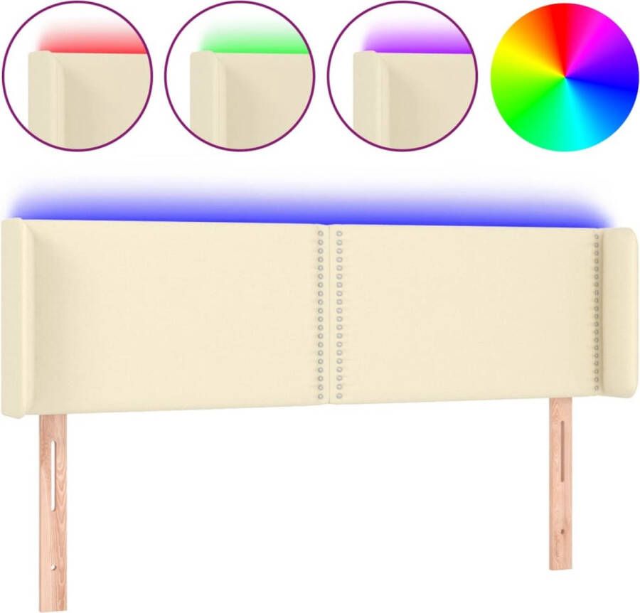Dolce Vita La Hoofdbord LED 147x16x78 88 cm kunstleer crèmekleurig