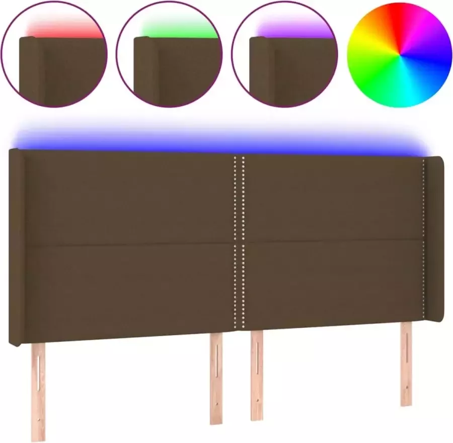 Dolce Vita La Hoofdbord LED 163x16x118 128 cm stof donkerbruin