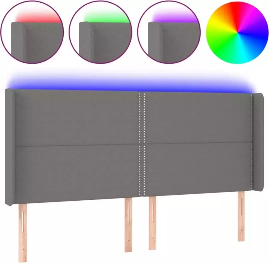 Dolce Vita La Hoofdbord LED 163x16x118 128 cm stof donkergrijs