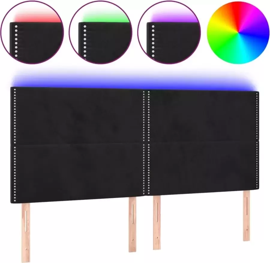 Dolce Vita La Hoofdbord LED 180x5x118 128 cm fluweel zwart