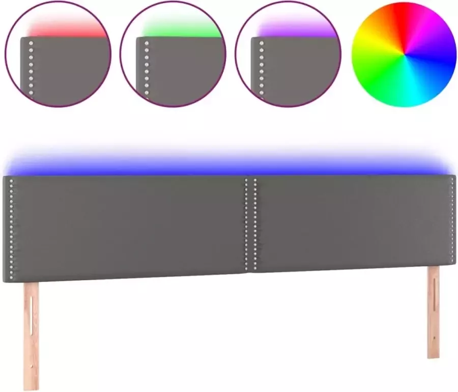 Dolce Vita La Hoofdbord LED 200x5x78 88 cm kunstleer grijs