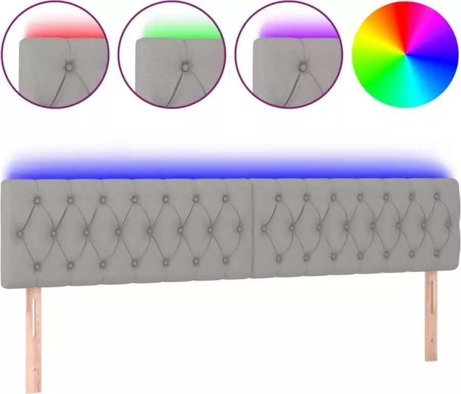 Dolce Vita La Hoofdbord LED 200x7x78 88 cm stof lichtgrijs