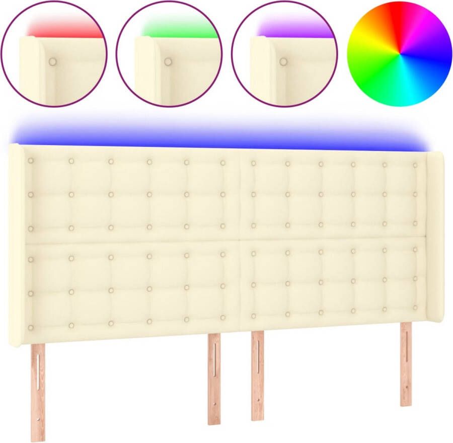 Dolce Vita La Hoofdbord LED 203x16x118 128 cm kunstleer crèmekleurig