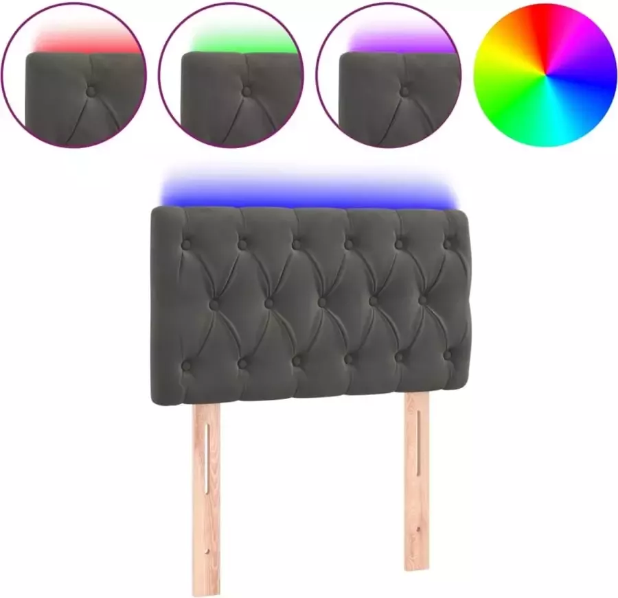 Dolce Vita La Hoofdbord LED 80x7x78 88 cm fluweel donkergrijs