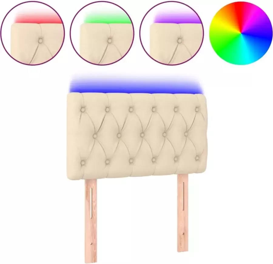 Dolce Vita La Hoofdbord LED 80x7x78 88 cm stof crèmekleurig
