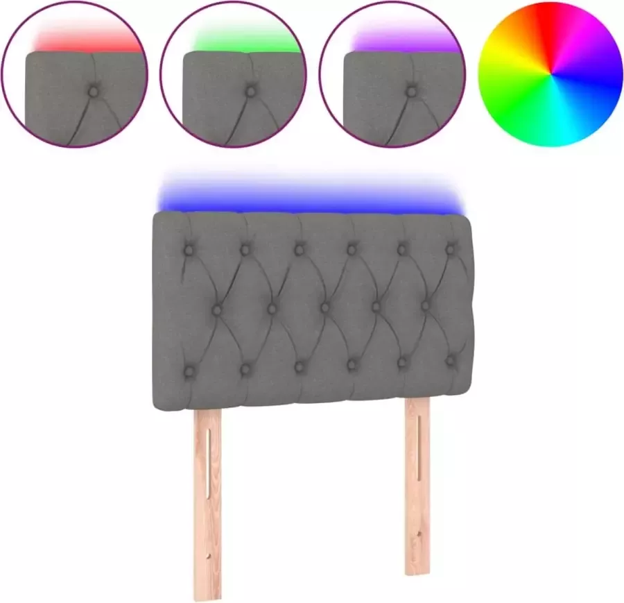 Dolce Vita La Hoofdbord LED 80x7x78 88 cm stof donkergrijs