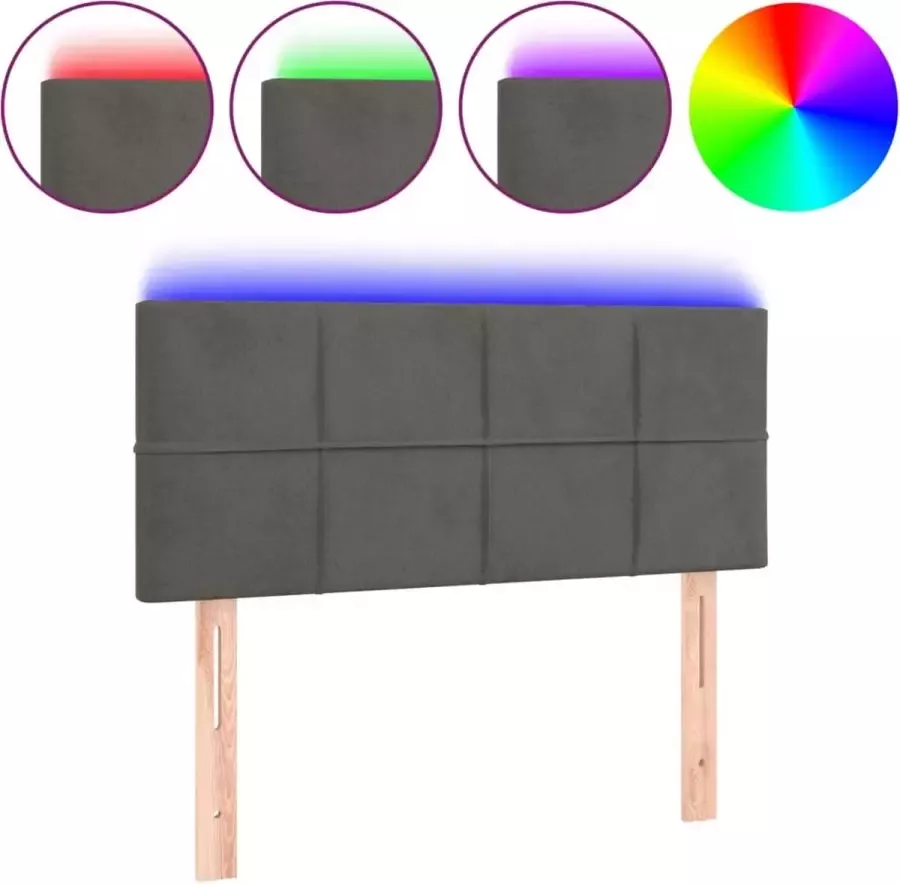 Dolce Vita La Hoofdbord LED 90x5x78 88 cm fluweel donkergrijs