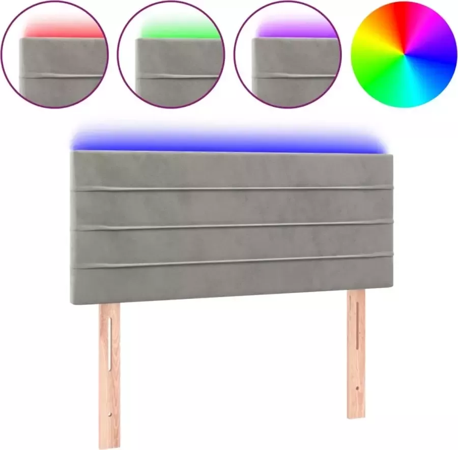 Dolce Vita La Hoofdbord LED 90x5x78 88 cm fluweel lichtgrijs
