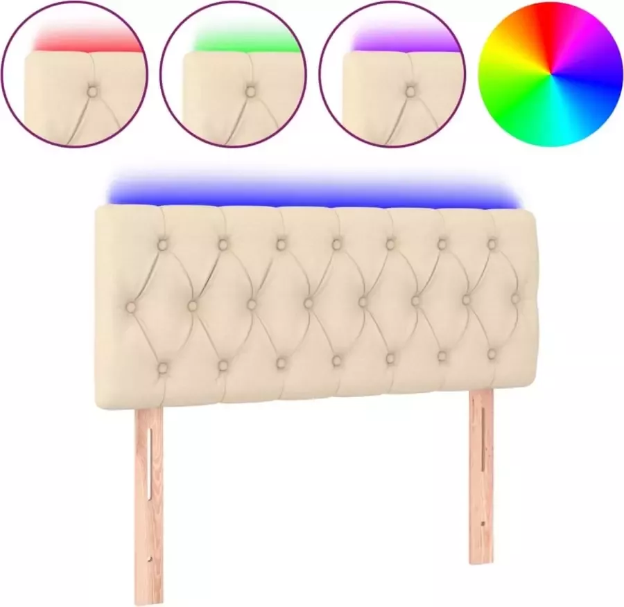 Dolce Vita La Hoofdbord LED 90x7x78 88 cm stof crèmekleurig
