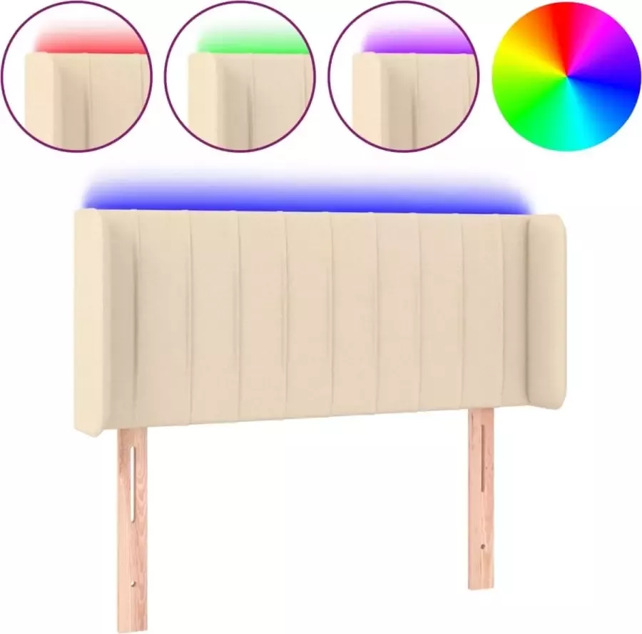 Dolce Vita La Hoofdbord LED 93x16x78 88 cm stof crèmekleurig