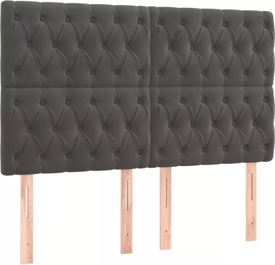 Dolce Vita La Hoofdborden 4 st 72x7x78 88 cm fluweel donkergrijs