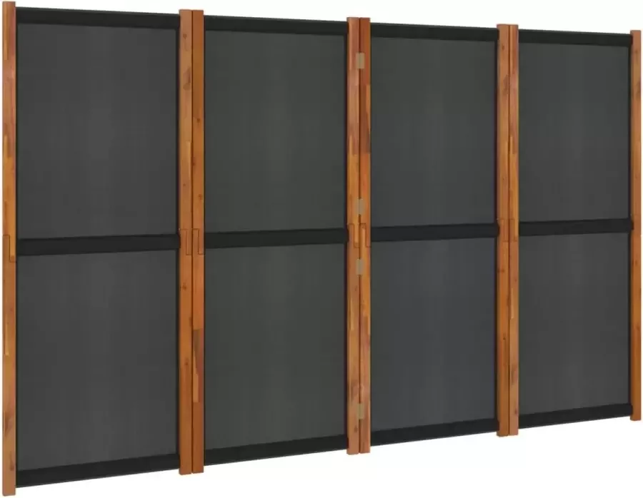 Dolce Vita La Kamerscherm met 4 panelen 280x180 cm zwart