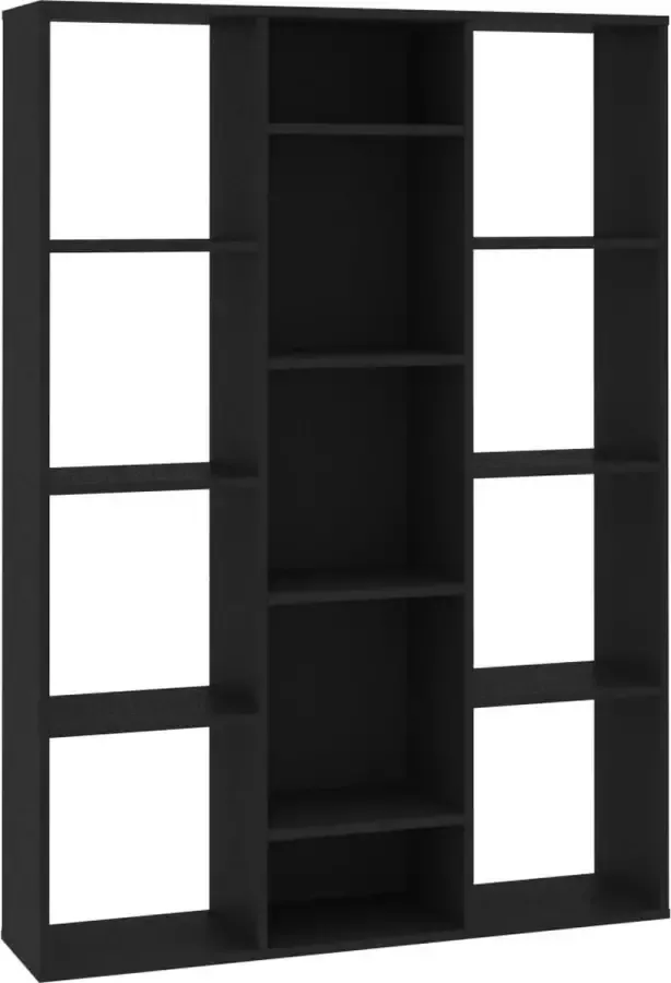 Dolce Vita La Kamerscherm Boekenopberger Boekencollectie Boekenorganizer Boekenmuur Boekenkast 100x24x140 cm bewerkt hout zwart