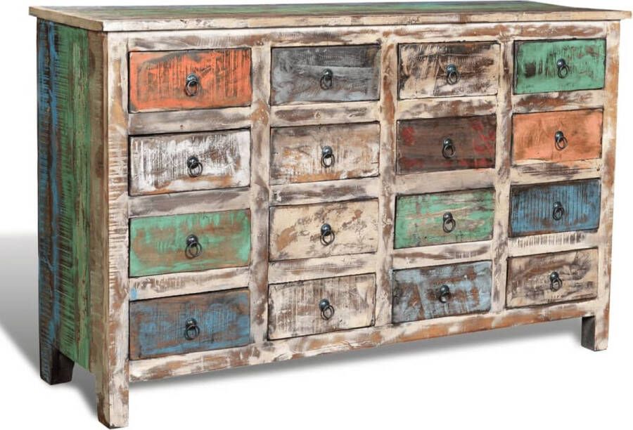 Dolce Vita La Kast met 16 lades stijl gerecycled hout meerkleurig