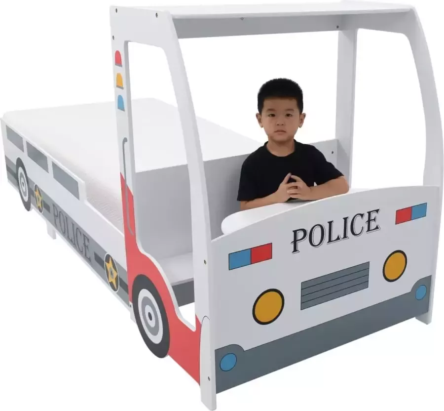 La Dolce Vita Kinderbed politieauto met traagschuim matras 90x200 cm