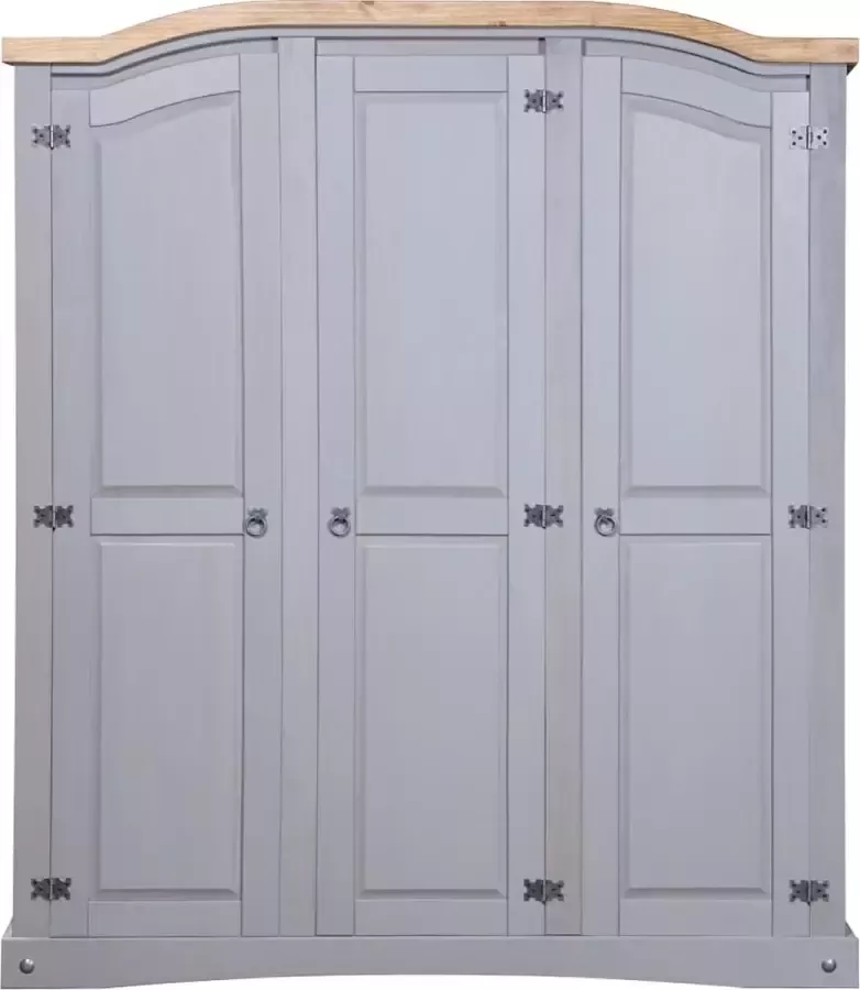 Dolce Vita La Kledingkast 3 deuren Mexicaans grenenhout Corona-stijl grijs