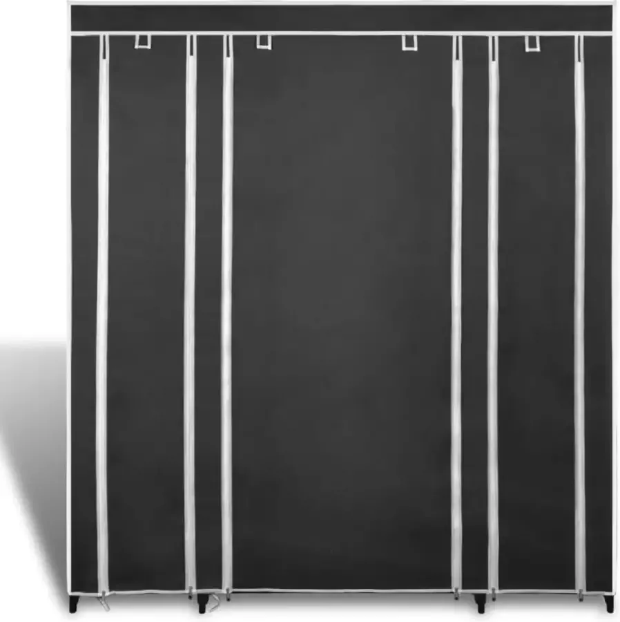 Prolenta Premium INFIORI Kledingkast met vakken en stangen 45x150x176 cm stof zwart - Foto 1