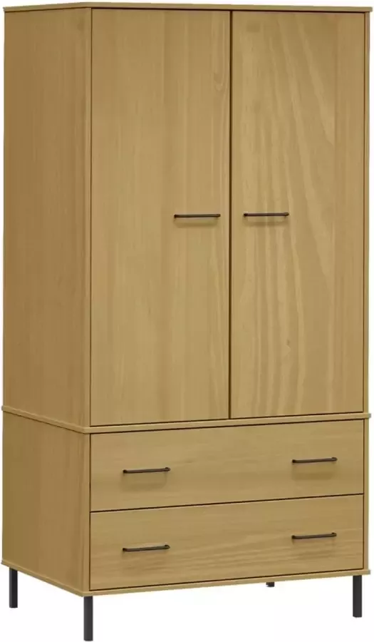 Dolce Vita La Kledingkast metalen poten OSLO 90x55x172 5 cm grenenhout bruin