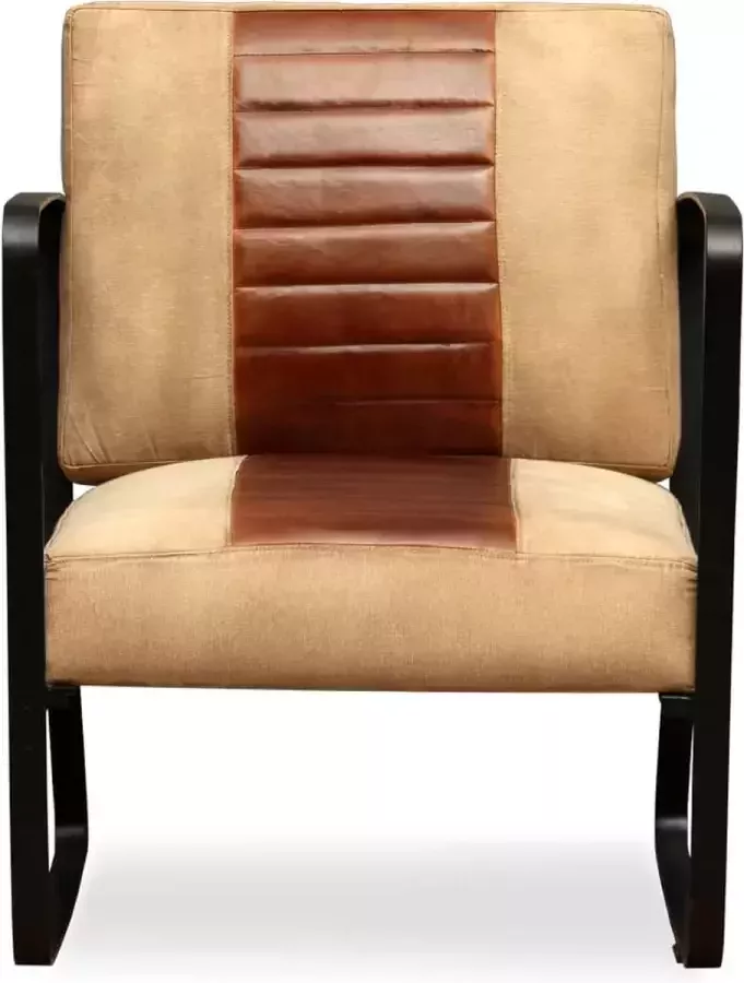Dolce Vita La Loungestoel echt geitenleer en canvas bruin