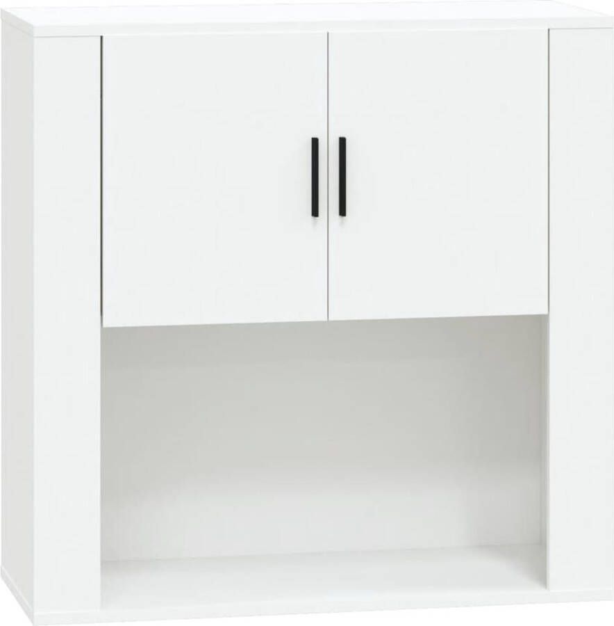Dolce Vita La Muurkast Plankkast Zwevende kast Opbergwand Wandopberger Wandmeubel met planken 80x33x80 cm bewerkt hout wit