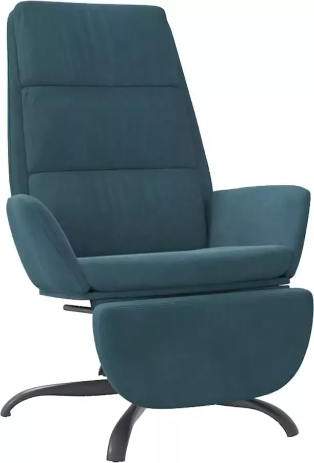Dolce Vita La Ontspanningsstoel Comfortstoel Ruststoel Loungestoel met voetensteun fluweel blauw