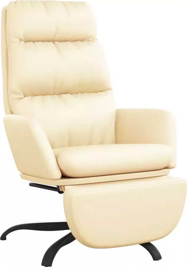 Dolce Vita La Ontspanningsstoel Comfortstoel Ruststoel Loungestoel met voetensteun kunstleer crèmekleurig