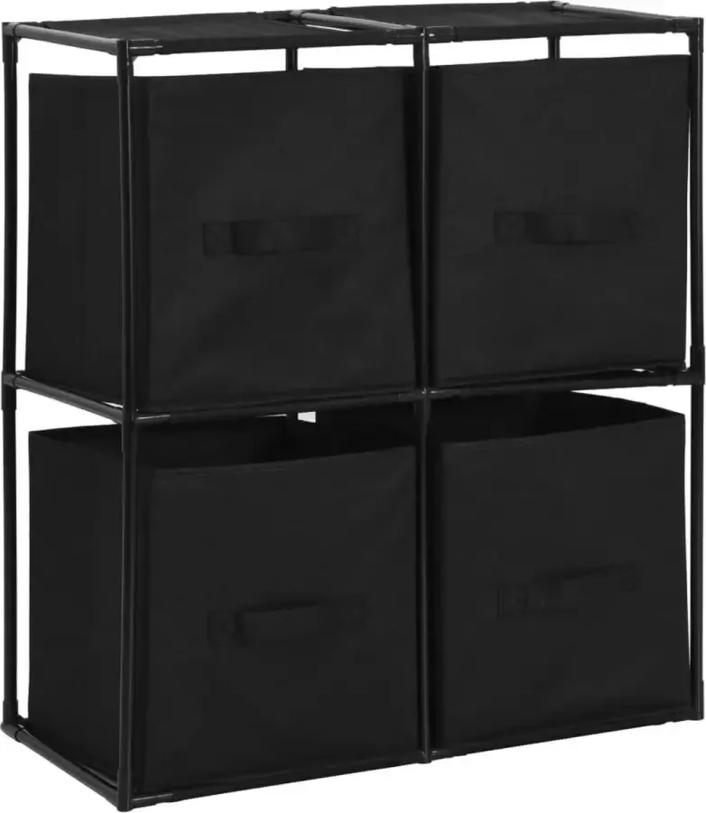 Dolce Vita La Opbergkast met 4 stoffen manden 63x30x71 cm staal zwart