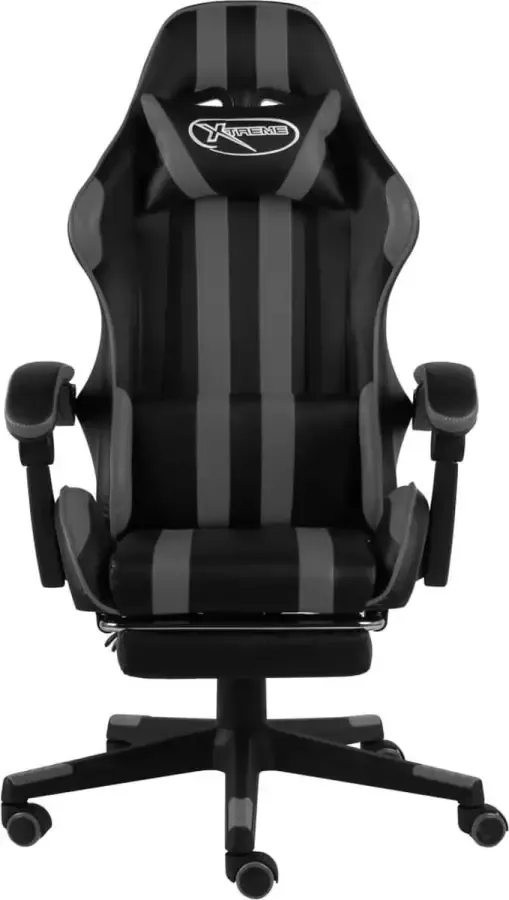 Prolenta Premium INFIORI Racestoel met voetensteun kunstleer zwart en grijs - Foto 1